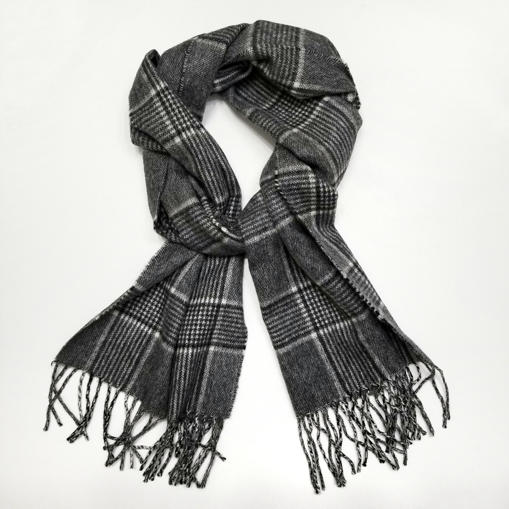 NWT Hickey Freeman Glen Plaid Cashmere Scarf - Picture 1 of 8